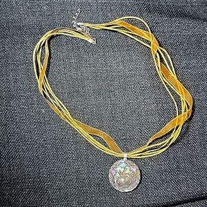 Iridescent Czech Glass Button Handmade Necklace.